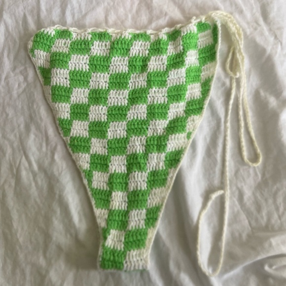Frankie's Bikinis Green and White Crochet Bikini Bottom Size Large - Picture 7 of 11